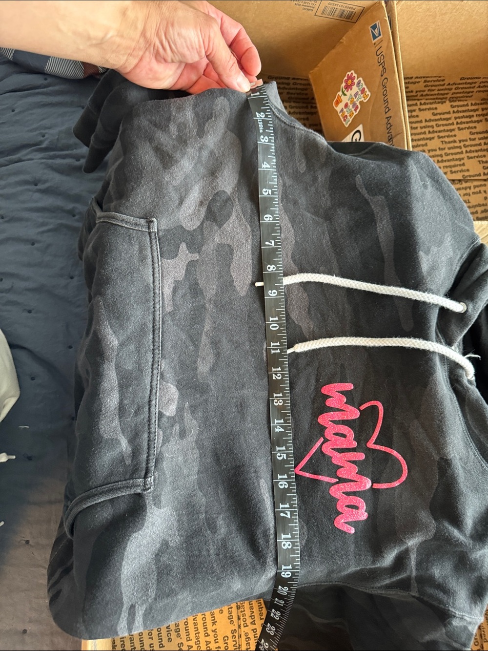Black Camo "Mama" Hoodie with Pink Script - Picture 5 of 6